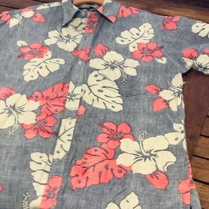 Vintage Malihini Men’s Blue Floral Hawaiian  L